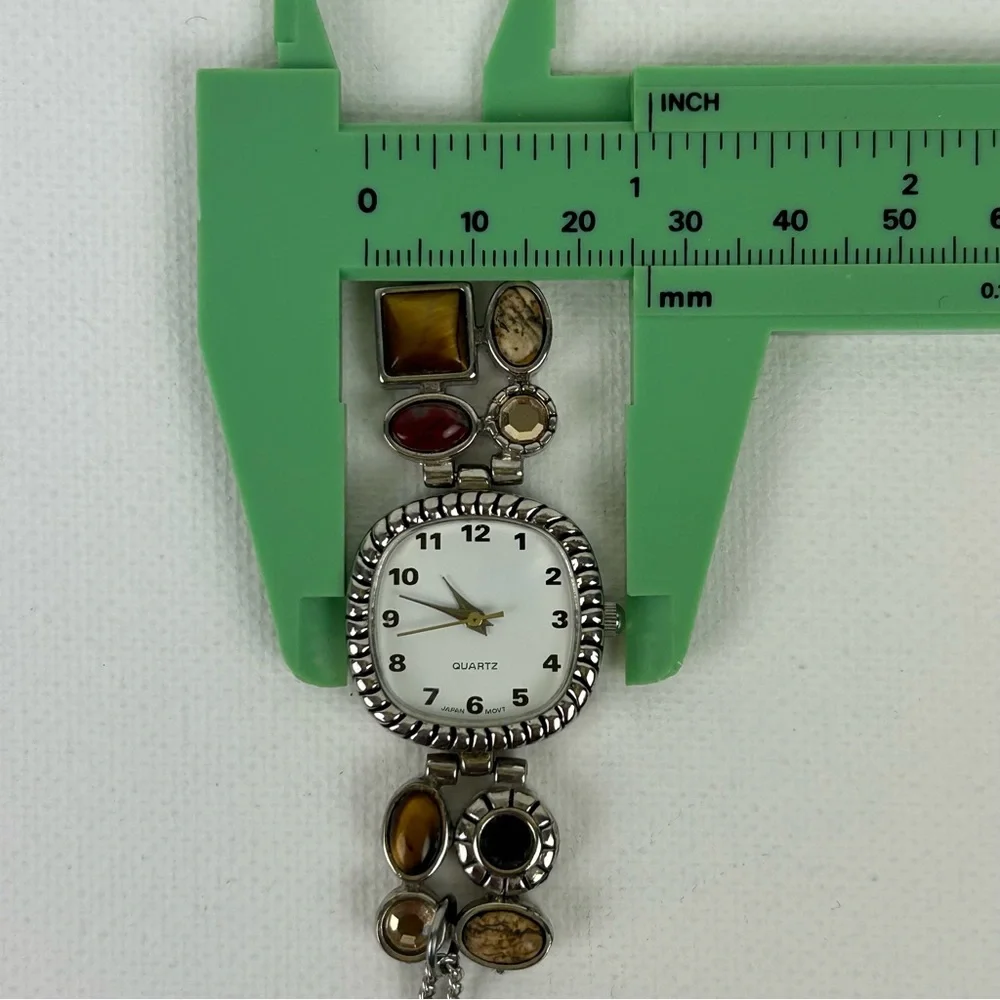 Elegant silver tone watch w/ multi-stone accent with “Eco Sterling” 24